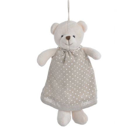 Zawieszka materiałowa Canea Miś Biały w sukience, 22cm